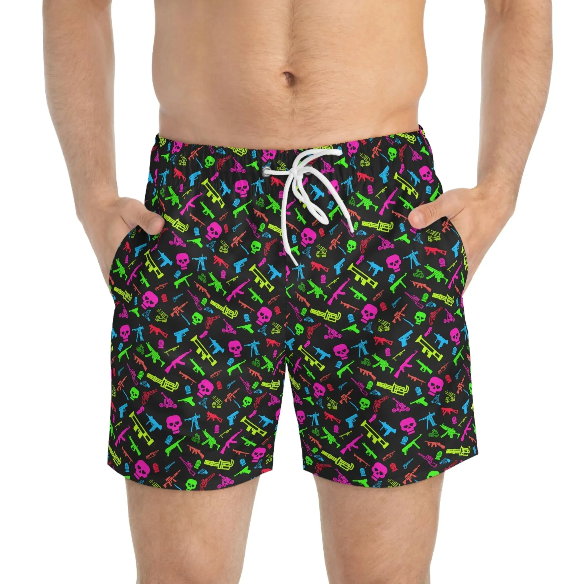 "Gun Show on the Beach" Swim Trunks