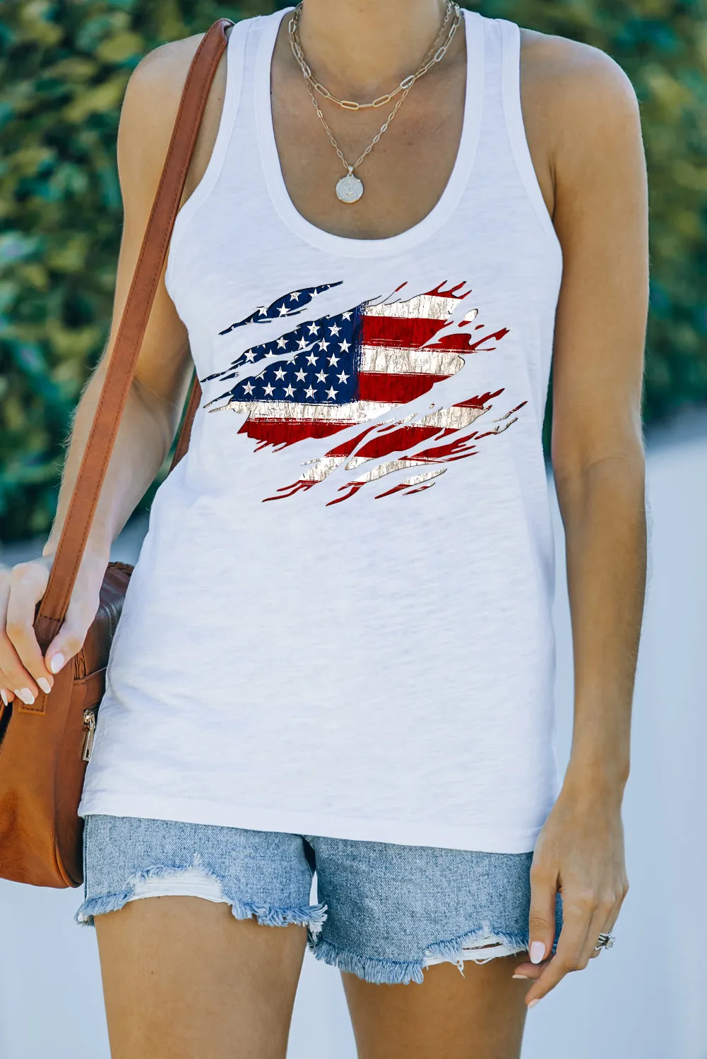 Racerback-Tanktop mit US-Flaggengrafik