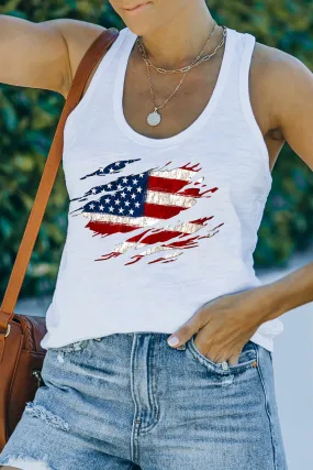 Racerback-Tanktop mit US-Flaggengrafik