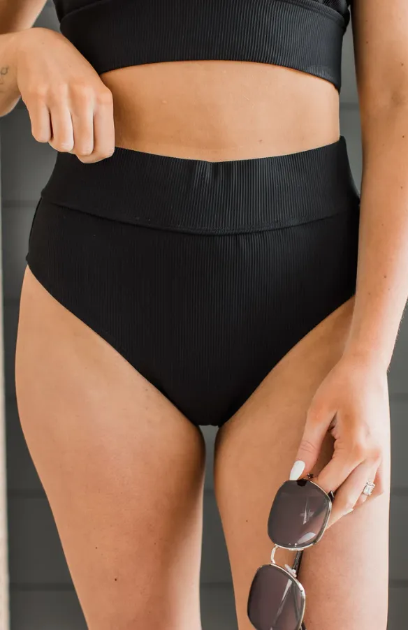 Ray Of Sunshine Swim Bottoms - Black Ribbed