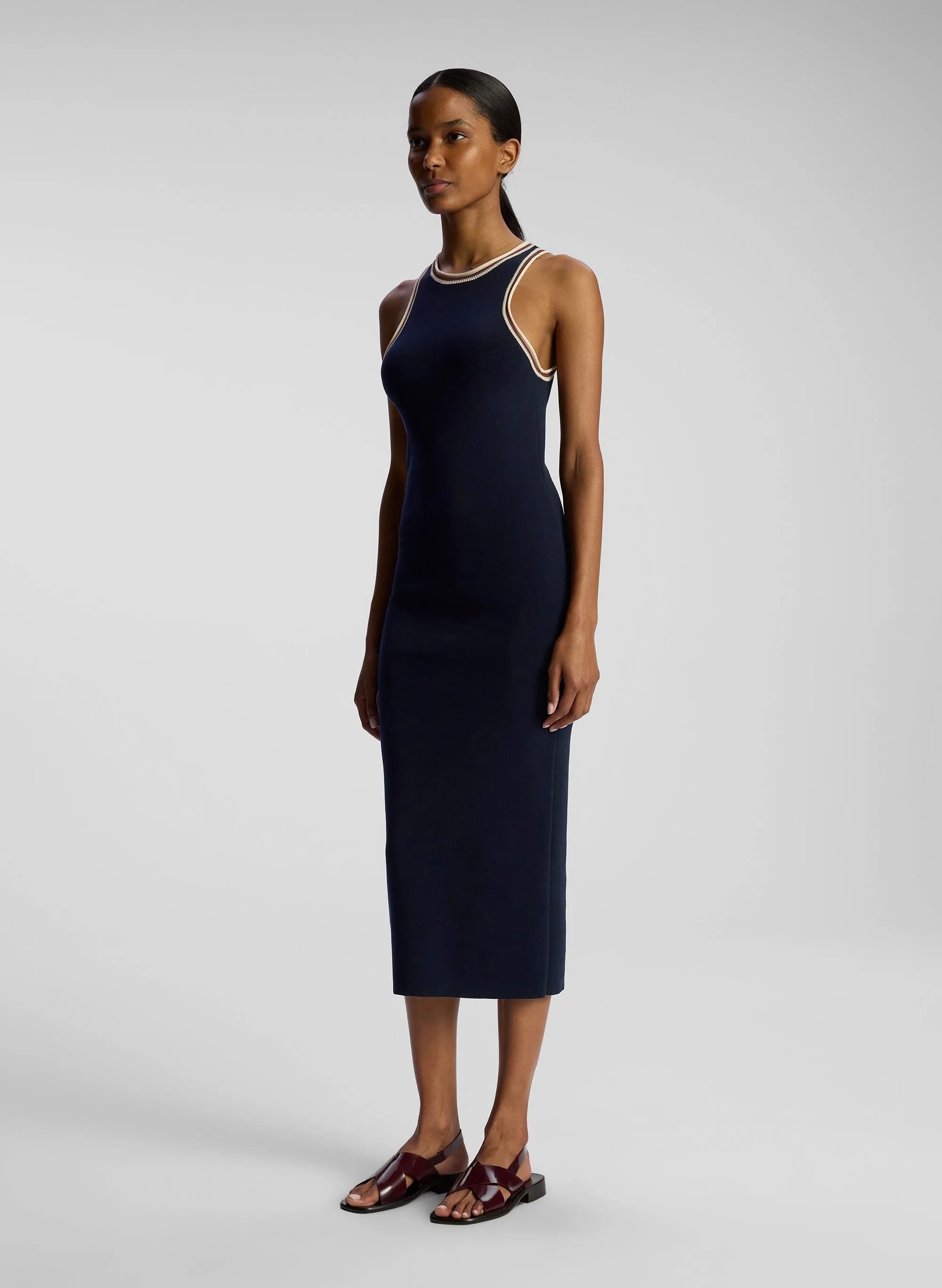 Raye Contrast Trim Knit Midi Dress