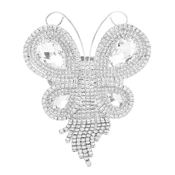 Rhinestone Embellished Butterfly Evening Bracelet