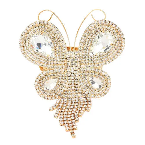 Rhinestone Embellished Butterfly Evening Bracelet