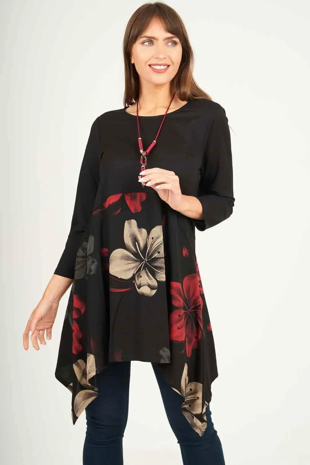 Saloos Cotton-Rich A-Line Tunic with Necklace