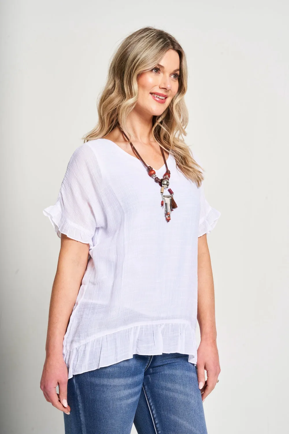 Saloos Frilled Hem & Sleeves Top