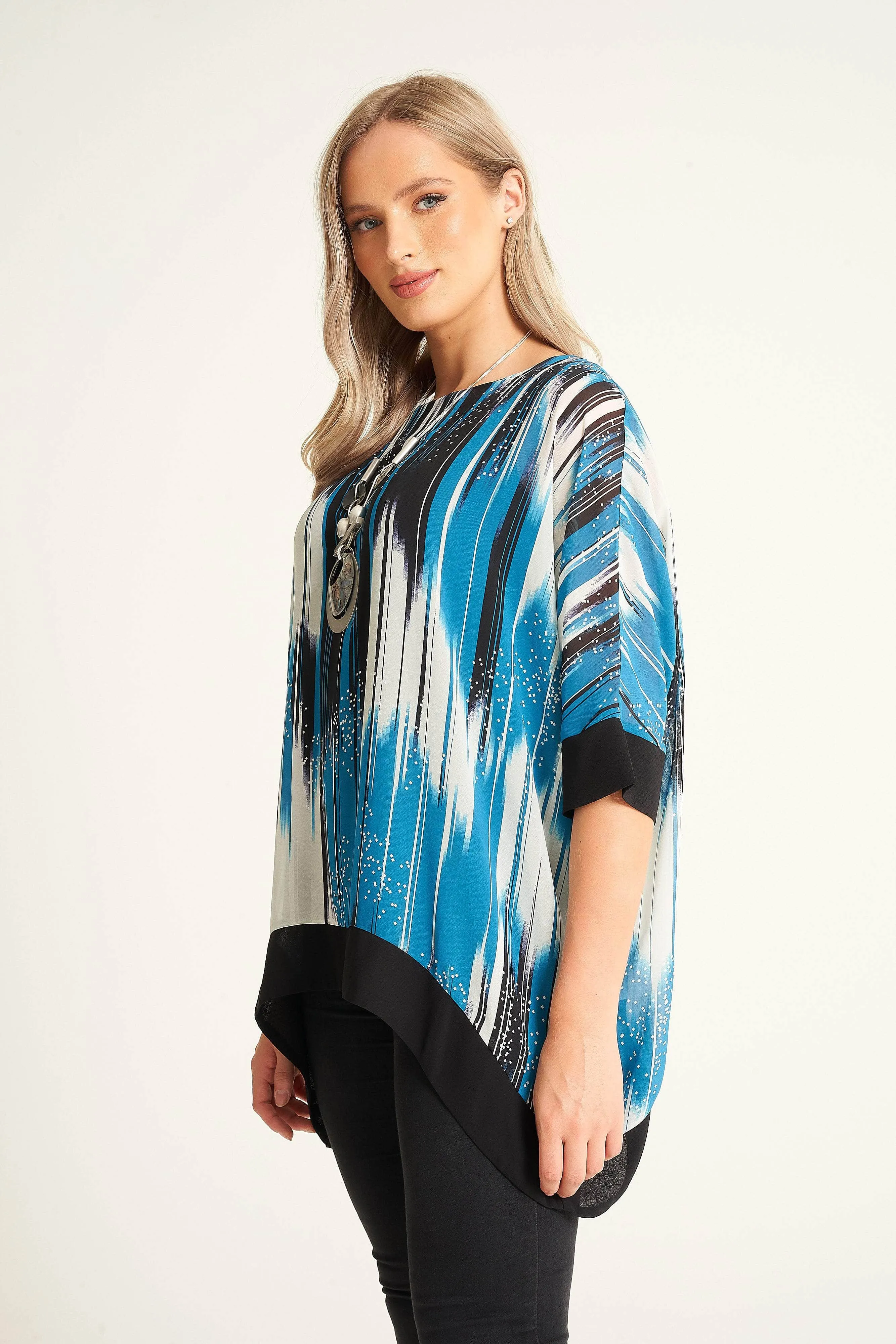 Saloos Striking Abstract Printed Top with Necklace