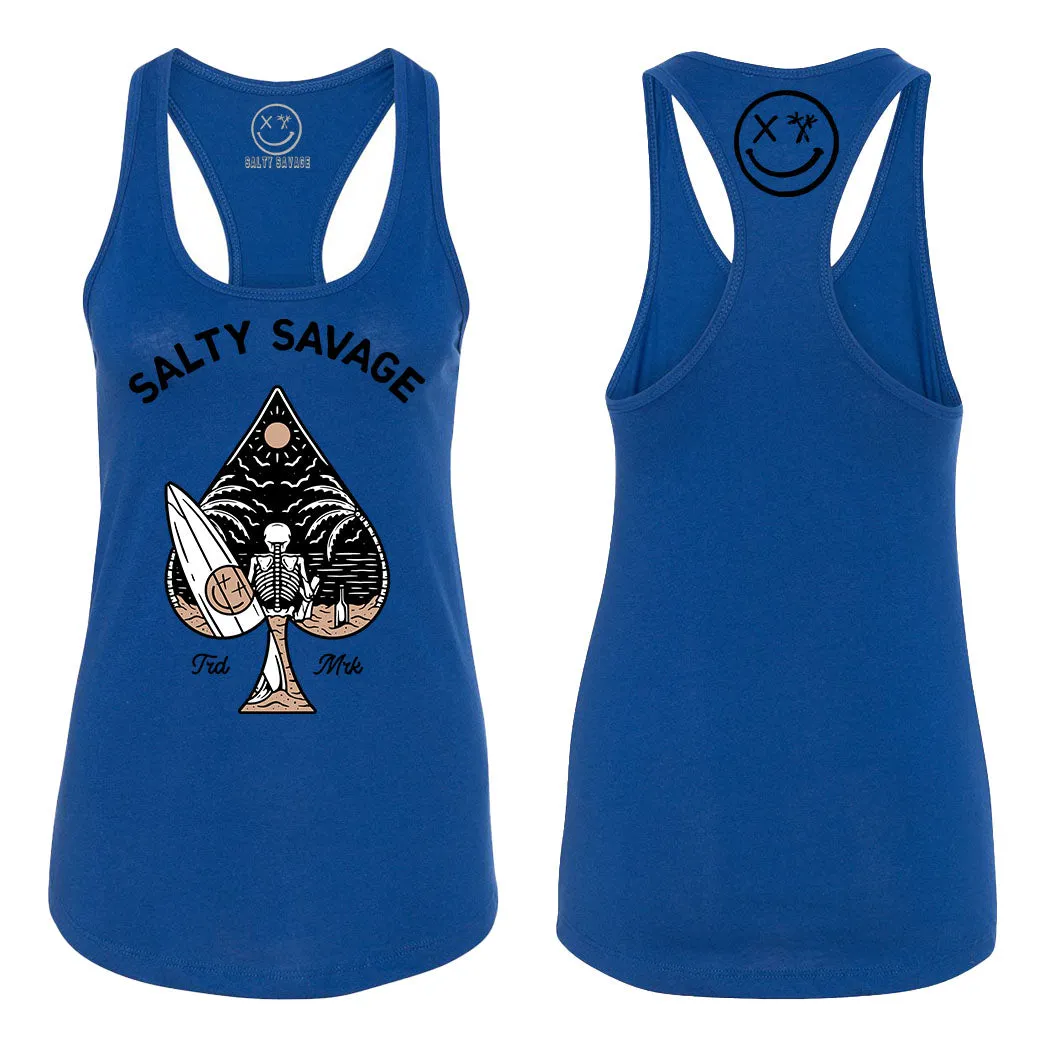 Salty Savage Ladies "Beach Spade" Racerback Tank