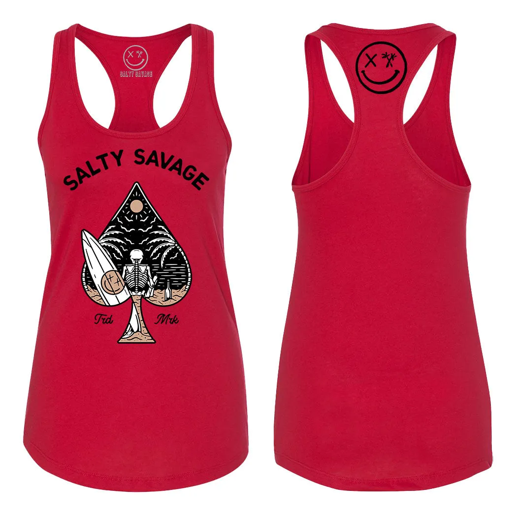 Salty Savage Ladies "Beach Spade" Racerback Tank