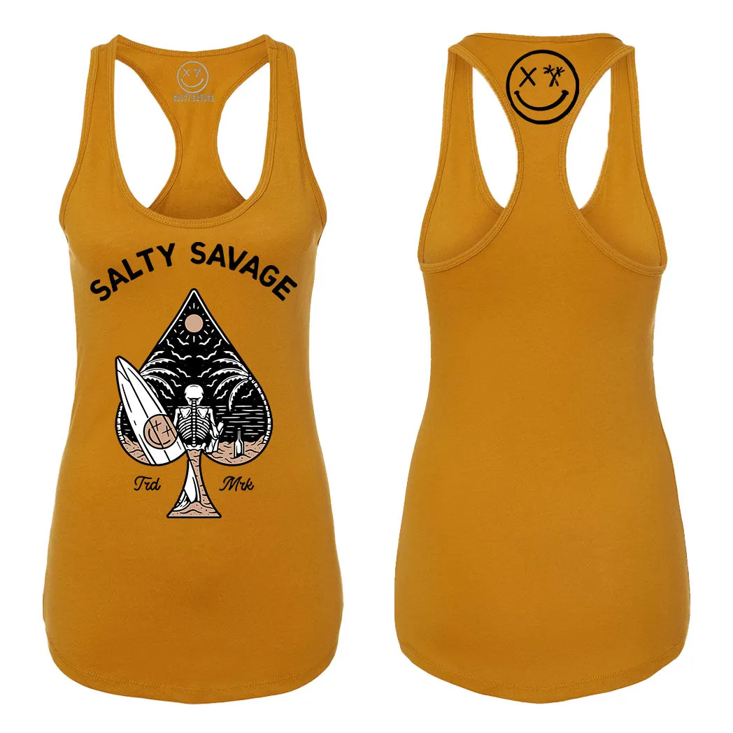 Salty Savage Ladies "Beach Spade" Racerback Tank