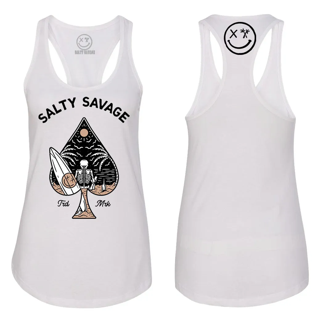 Salty Savage Ladies "Beach Spade" Racerback Tank