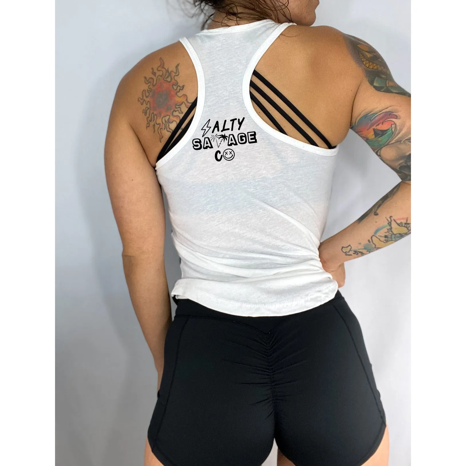 Salty Savage Ladies "CHOOSING VIOLENCE TODAY" Two Tone Racerback Tank