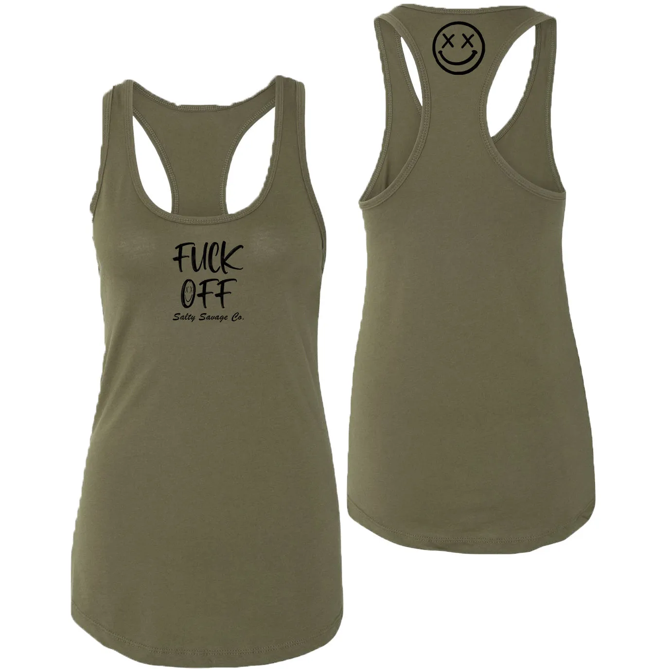 Salty Savage Ladies "Fuck Off" Racerback Tank | Micro