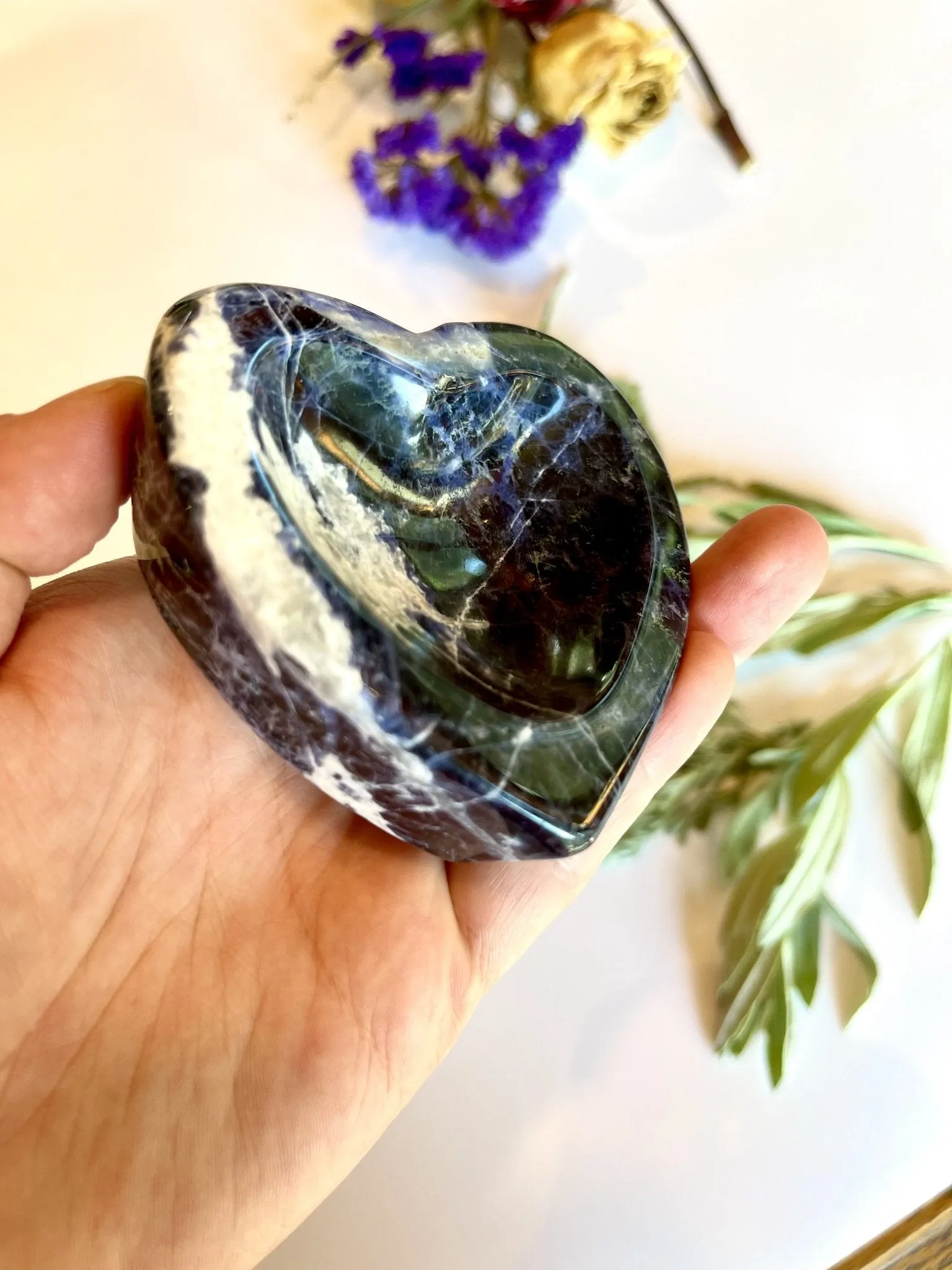 Shimmery Blue White Heart Sodalite Dish