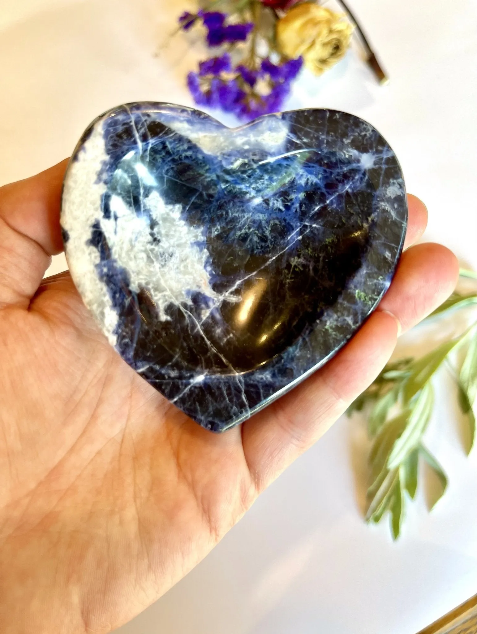 Shimmery Blue White Heart Sodalite Dish