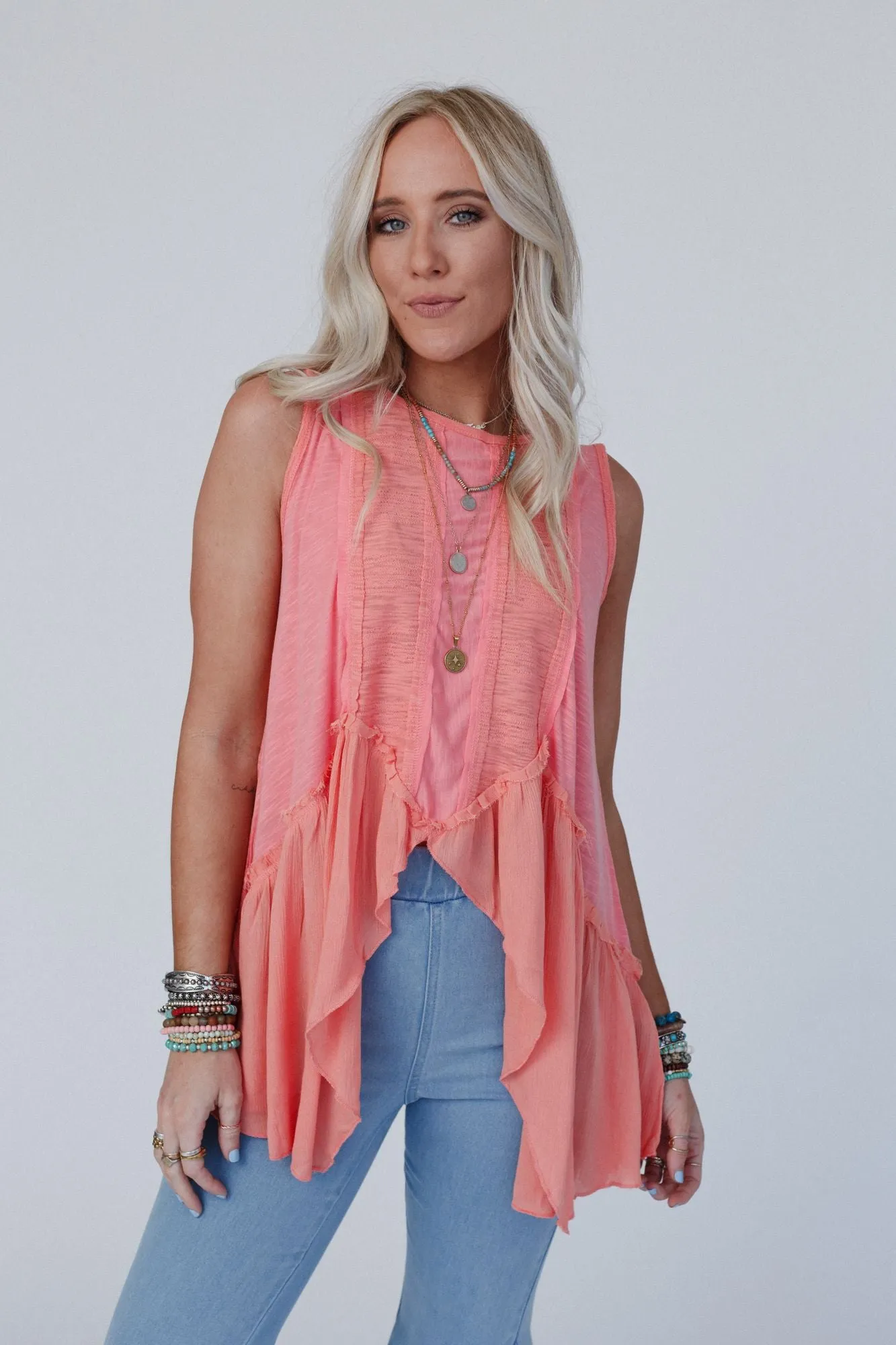 Sicilia Ruffle Top - Coral