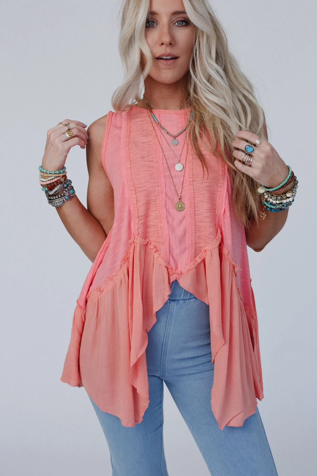 Sicilia Ruffle Top - Coral