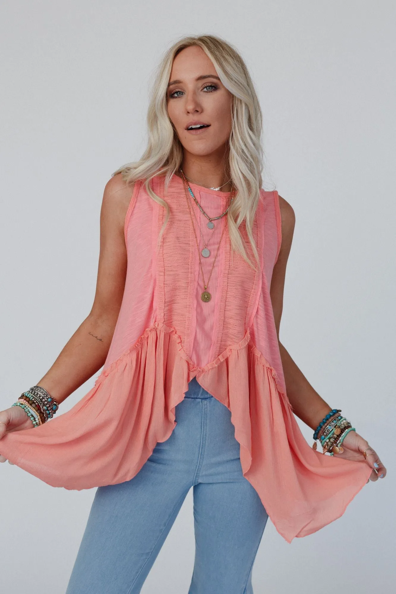 Sicilia Ruffle Top - Coral