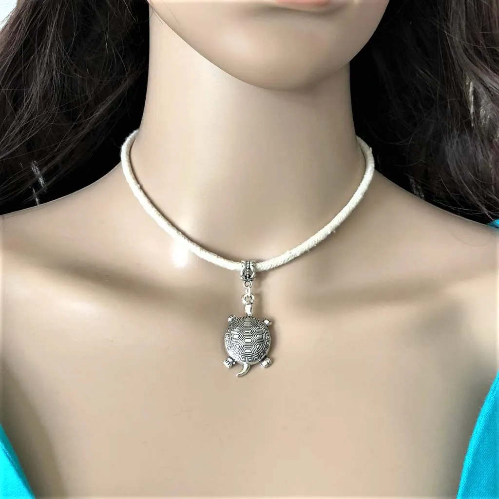 Silver Turtle Charm Choker