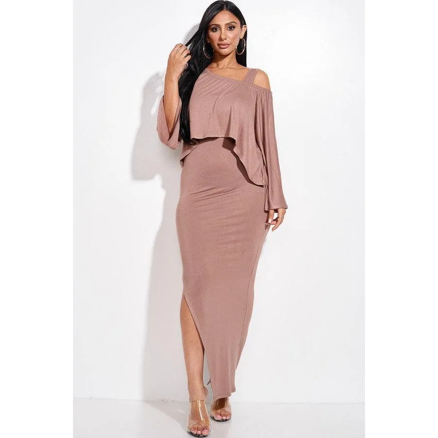 Solid Rayon Spandex Midi Length Tank Dress And Slouchy Cape Top Two Piece Set