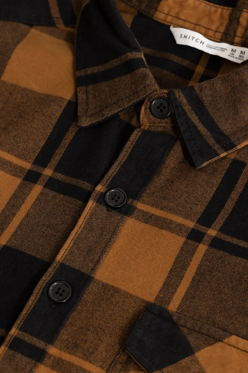 Square Grid Copper Brown Checks Shirt