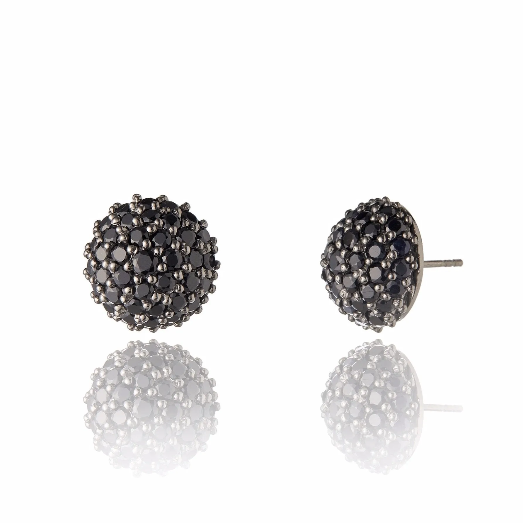 Sterling Silver Stud Earrings with Black Spinel