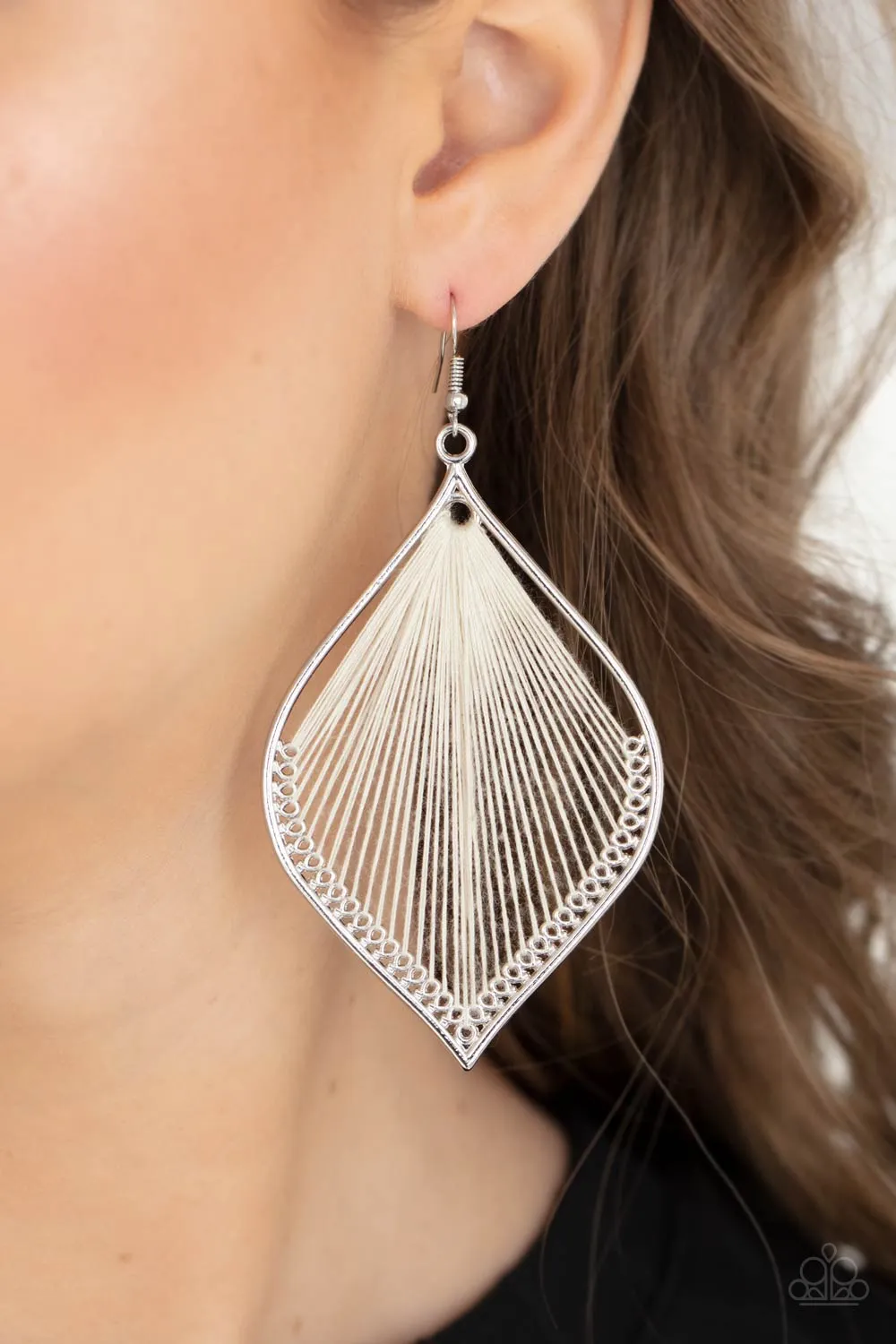 String Theory White-Earrings