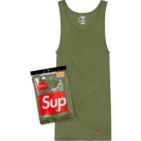 SUPREME HANES TAGLESS TANK TOP (3 PACK)-OLIVE