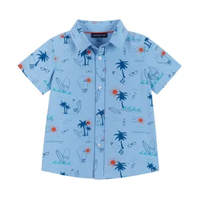 Surfs Up Print Button-Up | Blue