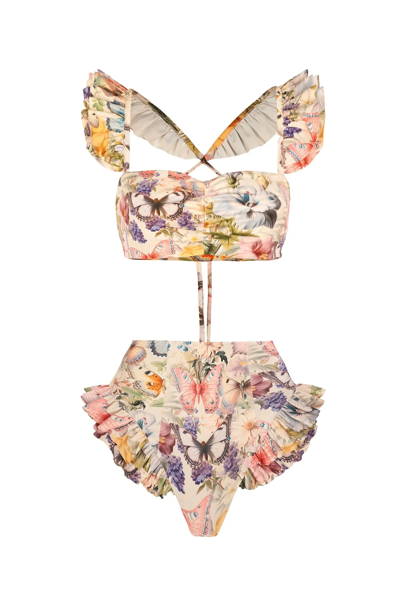 The Butterfly Botanics Ruffle Bikini Top