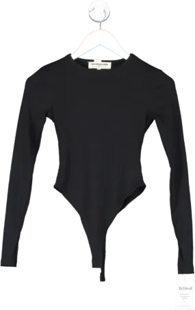 the giving movement Black Ribbed Long Sleeve Bodysuit UK XS