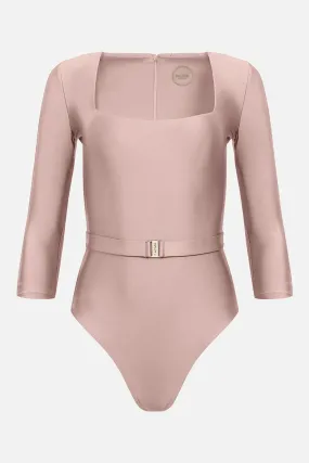 The Square Silhouette Swimsuit in Pink Sand