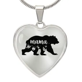 To My Mama Heart Necklace - Mama Bear Snake Chain