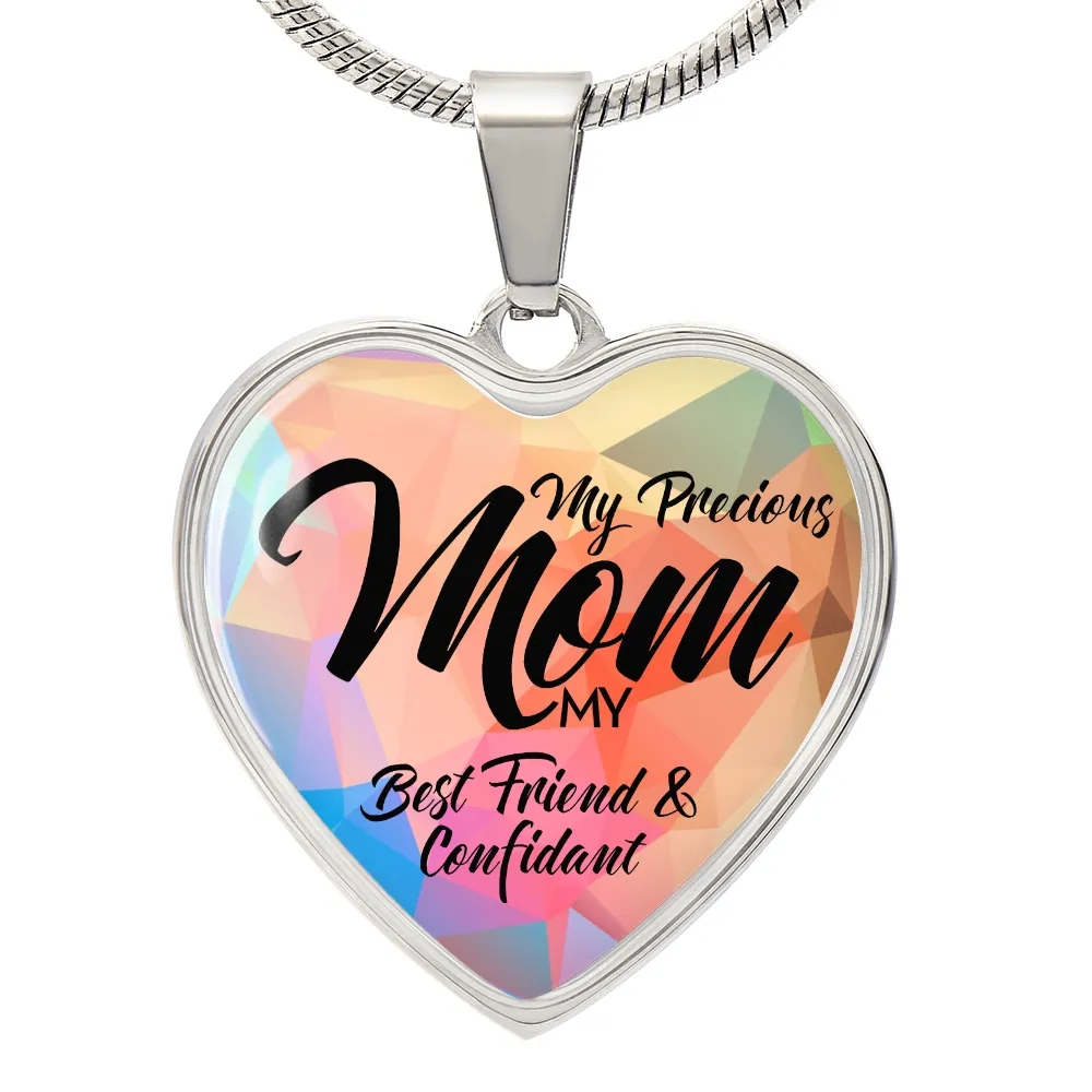 To My Mom Heart Necklace - My Precious Mom Snake Chain