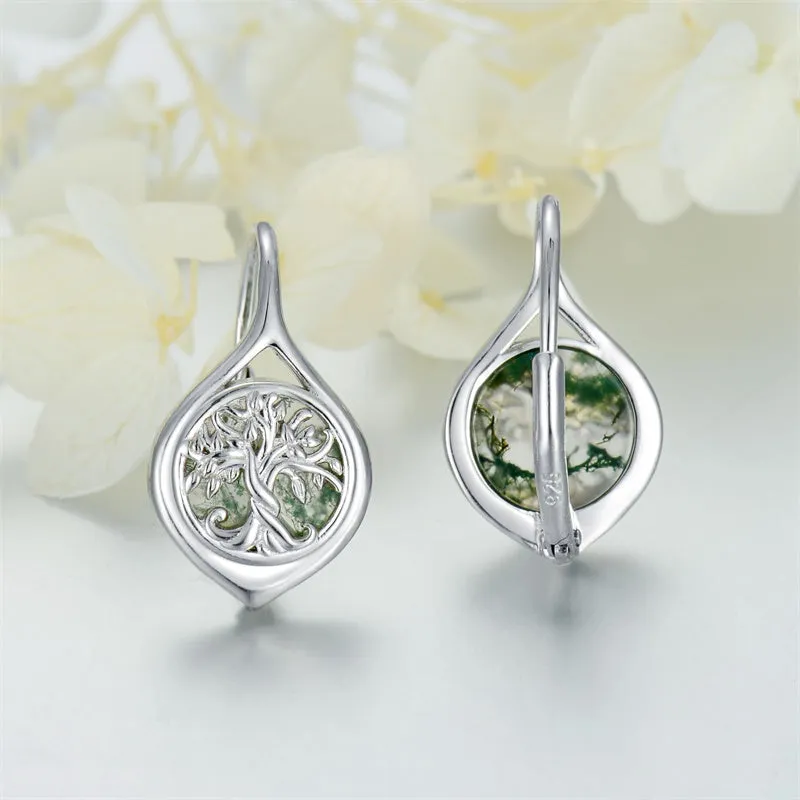 Tree Of Life Leverback Earring for Women Sterling Silver Dangle Drop Hoop Earrings for Women Teens Birthday Anniversary