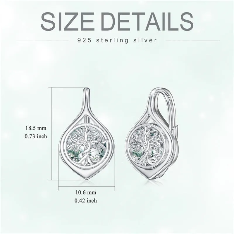 Tree Of Life Leverback Earring for Women Sterling Silver Dangle Drop Hoop Earrings for Women Teens Birthday Anniversary