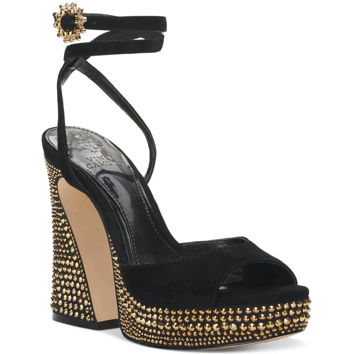 Vince Camuto Womens Leather Open Toe Platform Heels