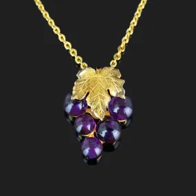 Vintage 14K Gold Grape Cluster Amethyst Pendant