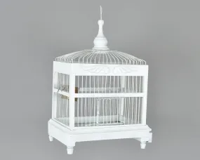 Vintage Italian Architectural Designed Handmade Wood and Metal Bird Cage-Snow White With Wings-Antique Birdhouse Decor