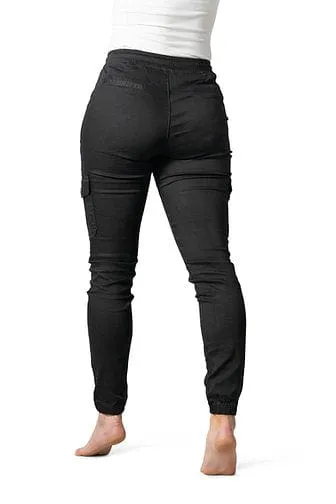 Wakee Denim Ladies Cargo Jogger - Black 10109