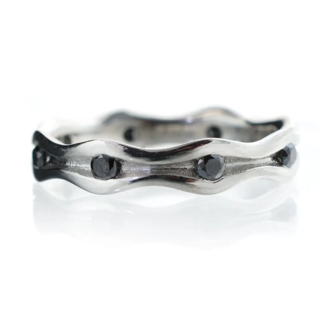 Wave Black Diamond Eternity Wedding Ring