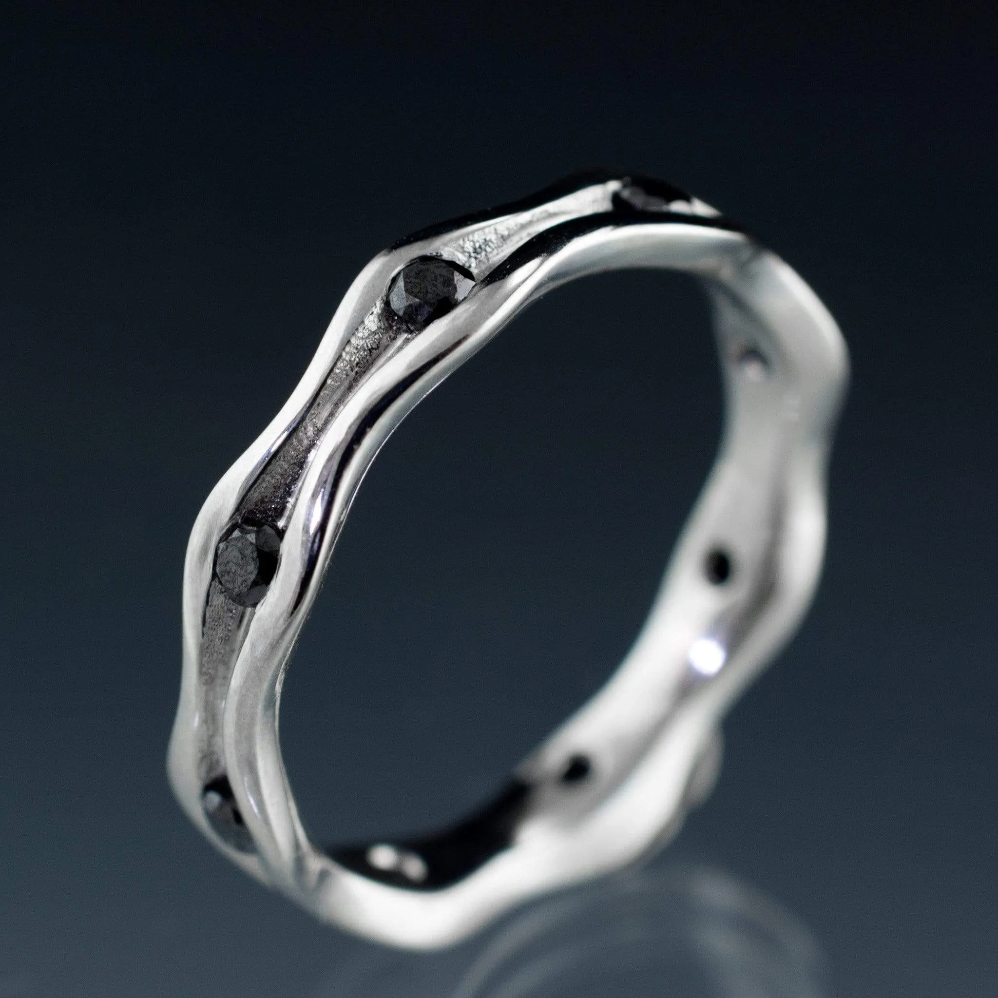 Wave Black Diamond Eternity Wedding Ring