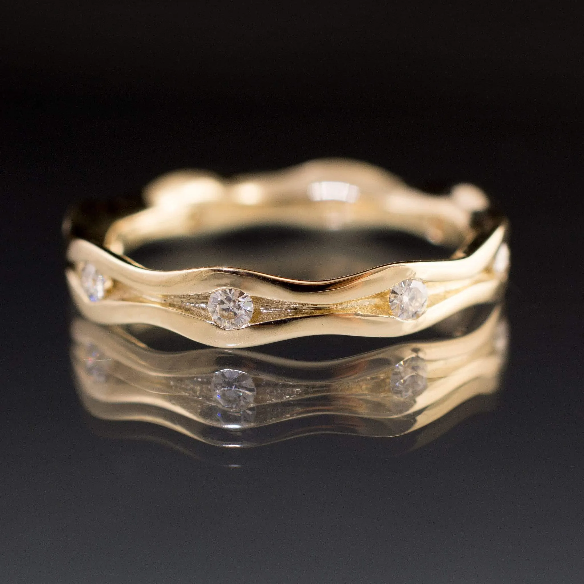 Wave Moissanite Eternity Gold Wedding Ring