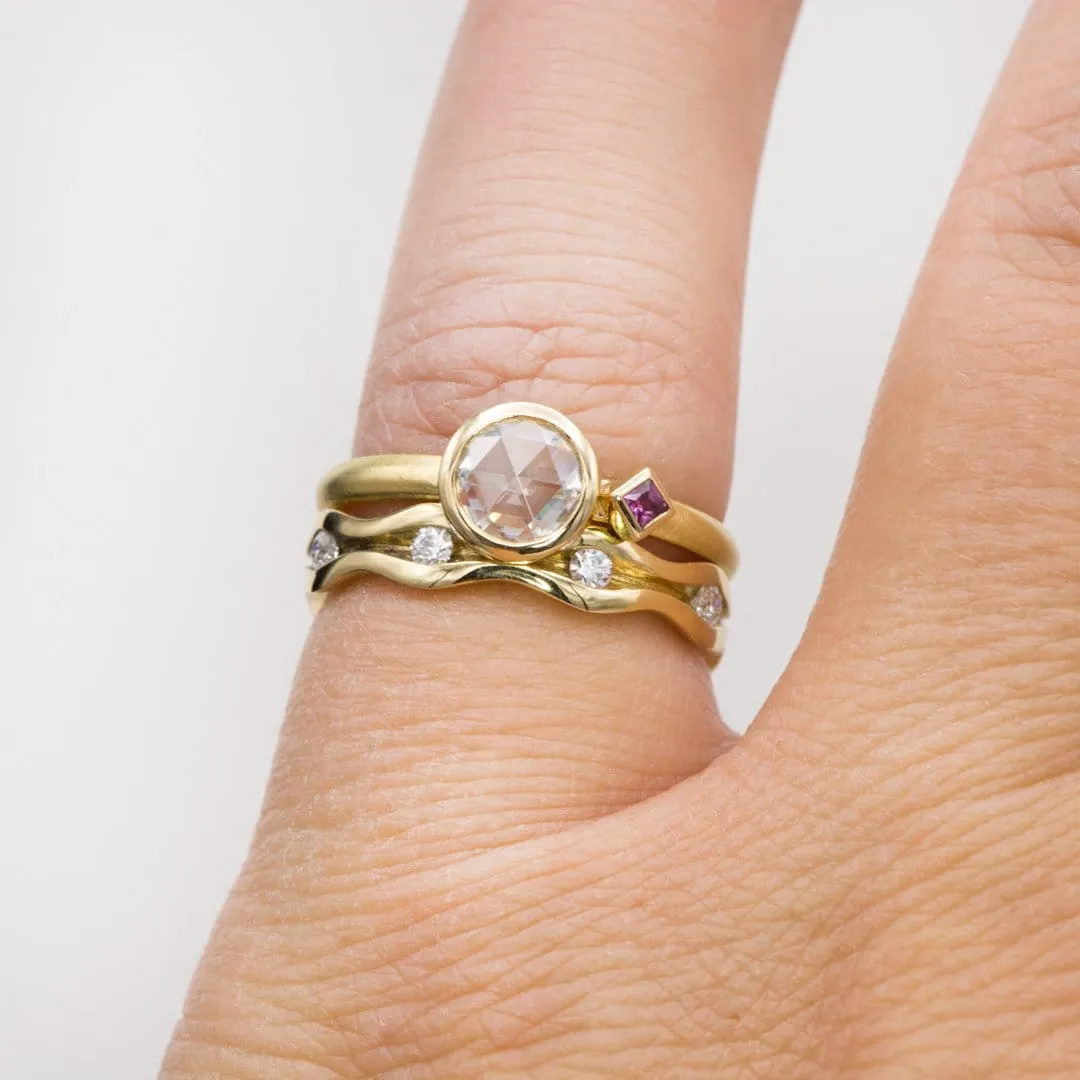 Wave Moissanite Eternity Gold Wedding Ring