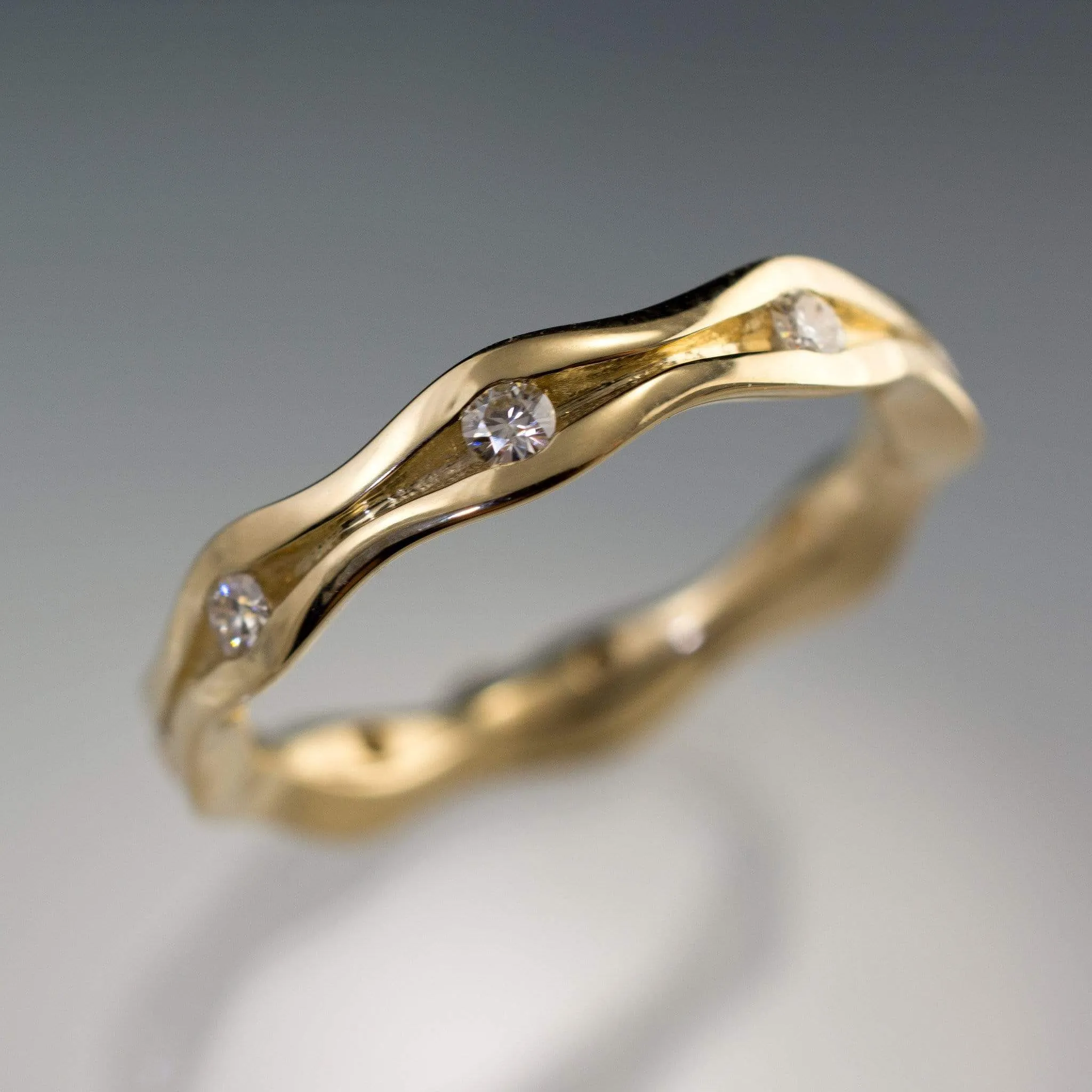 Wave Moissanite Eternity Gold Wedding Ring