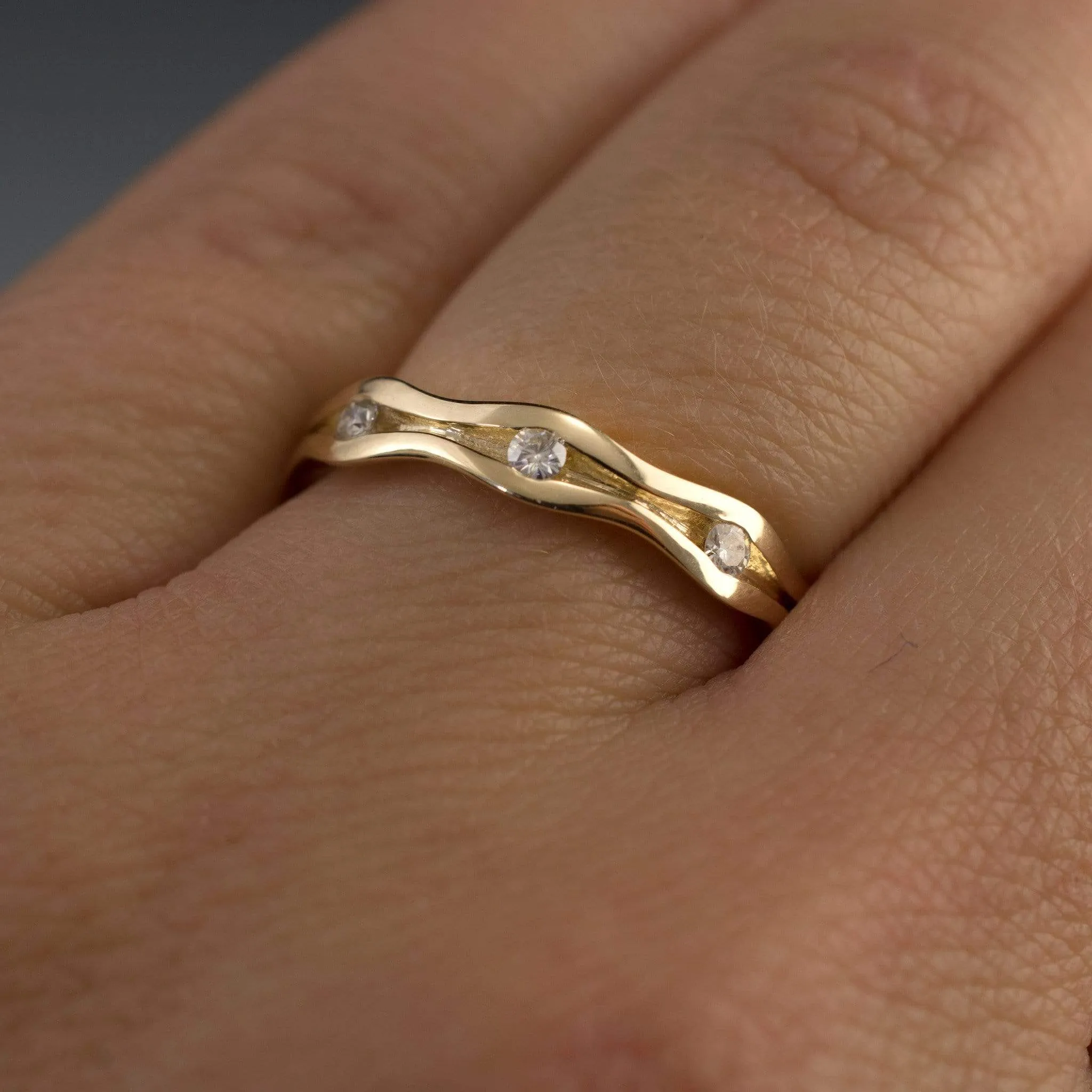 Wave Moissanite Eternity Gold Wedding Ring