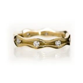 Wave Moissanite Eternity Gold Wedding Ring