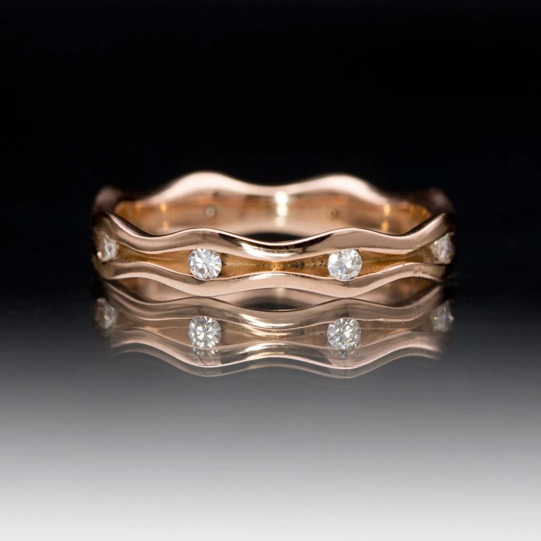 Wave Moissanite Eternity Gold Wedding Ring