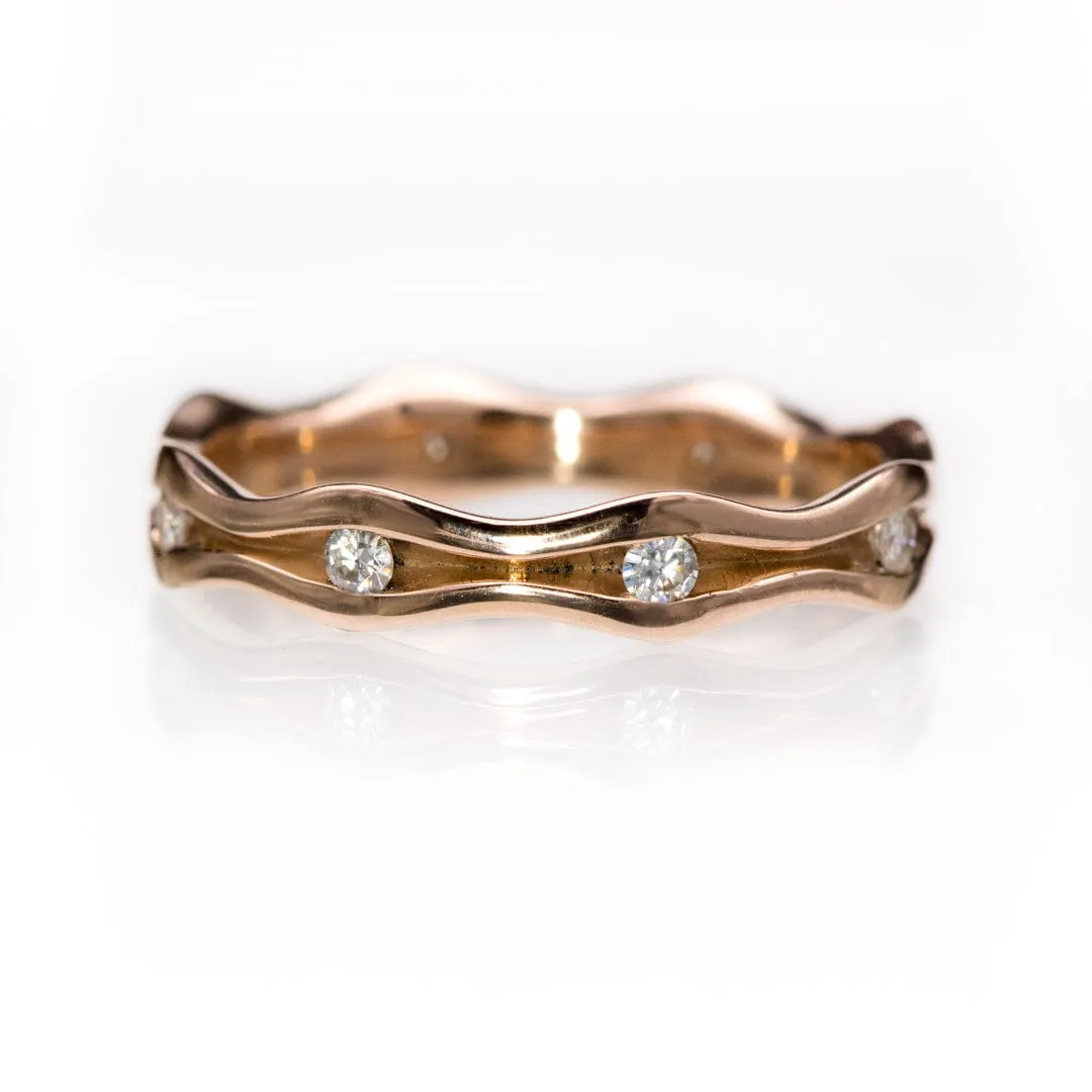 Wave Moissanite Eternity Gold Wedding Ring