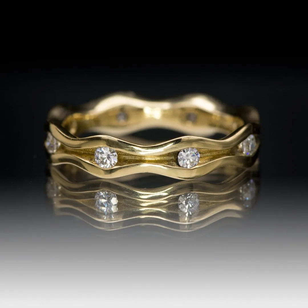 Wave Moissanite Eternity Gold Wedding Ring