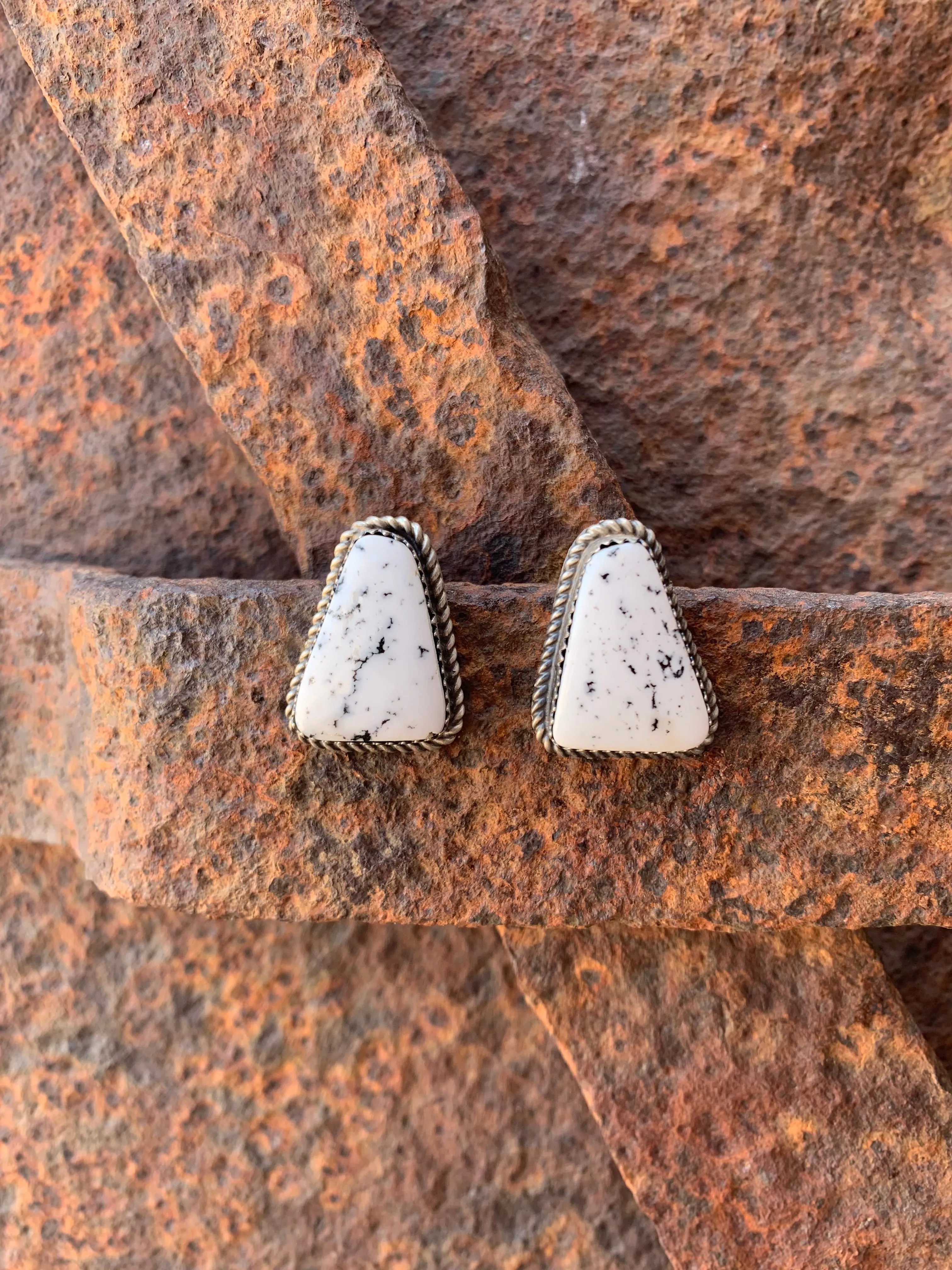 White Buffalo stud earrings